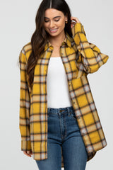 Yellow Plaid Maternity Button Down Top