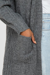Charcoal Mixed Knit Chunky Cardigan