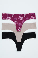 Multi-Color Floral Seamless Maternity Thong Set
