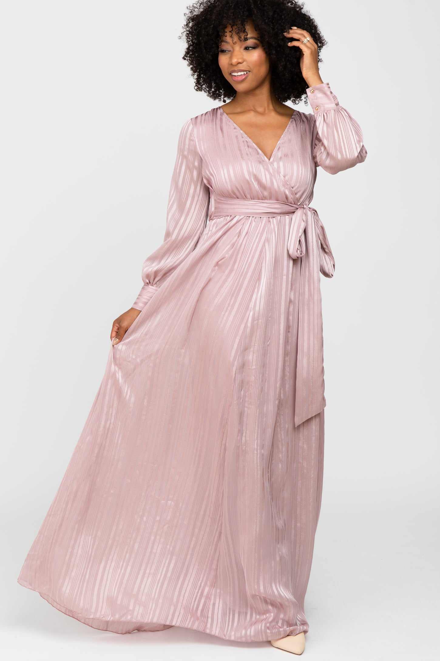 Pink Striped Shimmer Chiffon Maxi Dress – PinkBlush Pink Striped Shimmer Chiffon Maxi Dress – PinkBlush