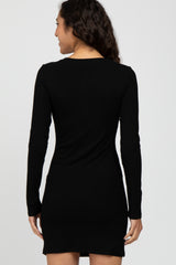 Black Ribbed Fitted Dress