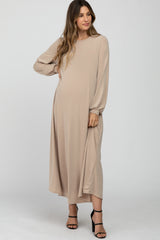 Mocha Basic Long Sleeve Maternity Maxi Dress