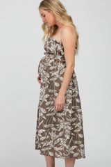 Olive Floral Print A-Line Maternity Skirt Set