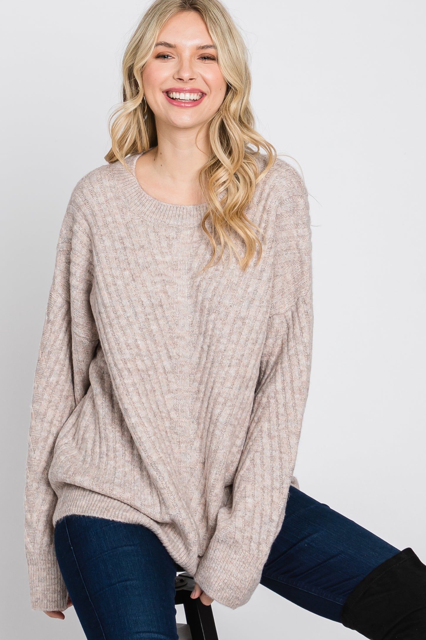 Pink Soft Brushed Ribbed Sweater