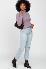 Purple Thermal Knit Turtle Neck Top