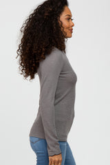 Charcoal Thermal Knit Turtle Neck Top