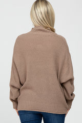 Taupe Mock Neck Cable Knit Maternity Sweater