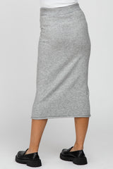 Heather Grey Sweater Pencil Maternity Midi Skirt