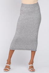 Heather Grey Sweater Pencil Midi Skirt
