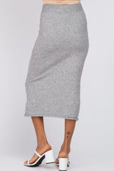 Heather Grey Sweater Pencil Midi Skirt