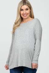 Heather Grey Dolman Sleeve Maternity Tunic Top