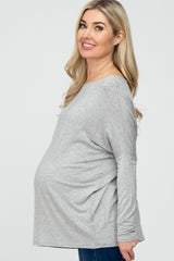 Heather Grey Dolman Sleeve Maternity Tunic Top