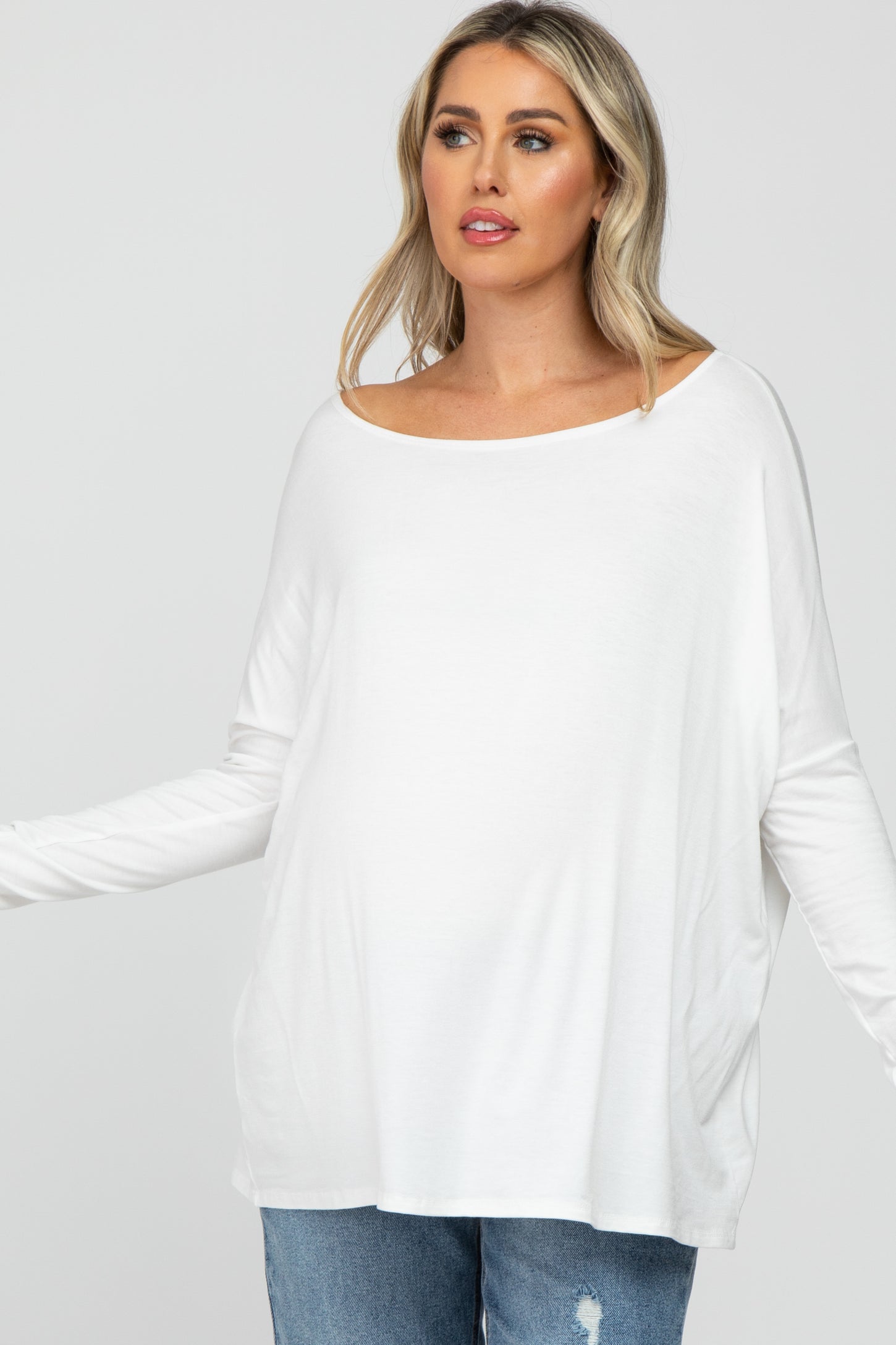 Ivory Dolman Sleeve Maternity Tunic Top
