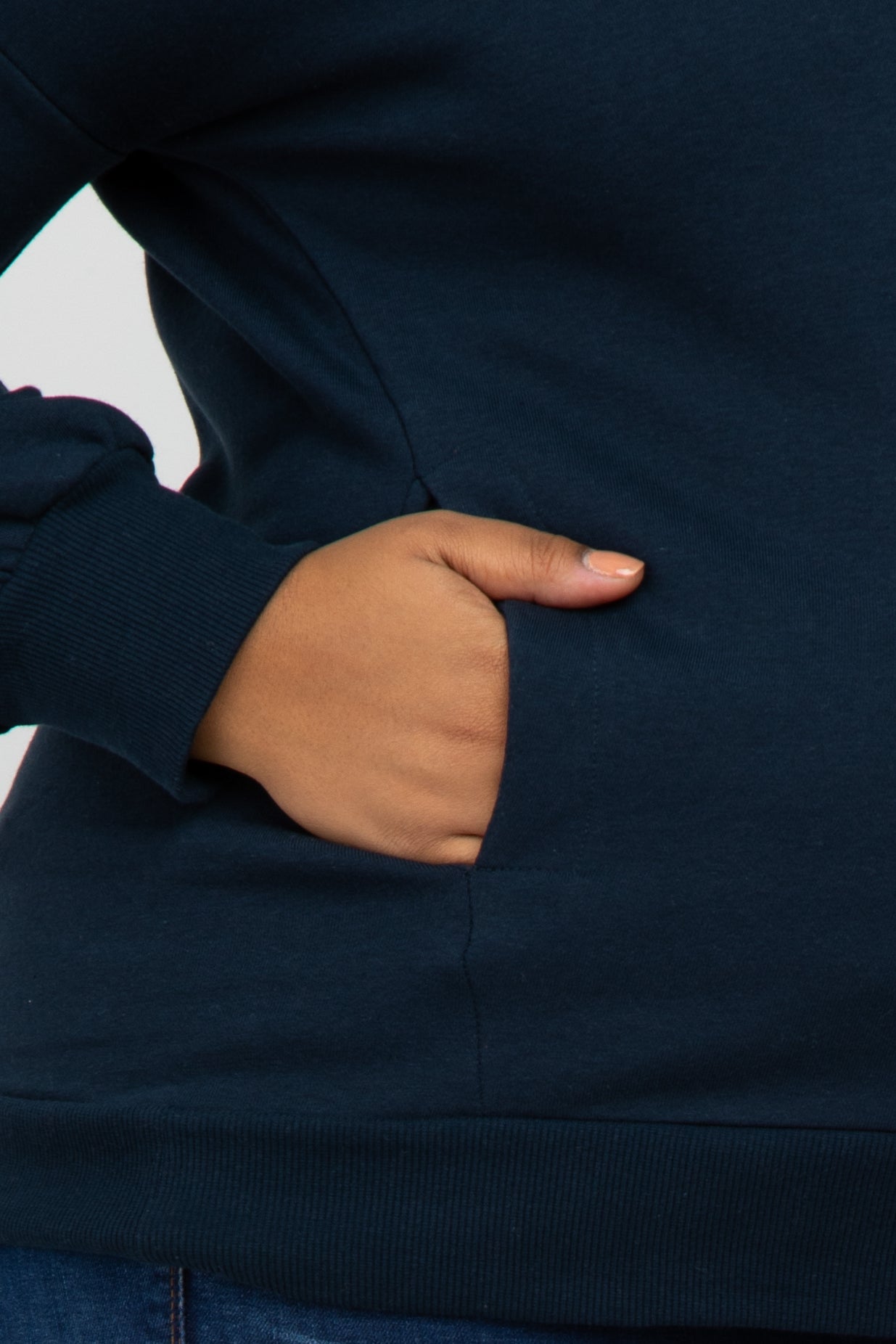 Navy Pocketed Plus Maternity Sweatshirt