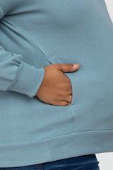 Light Blue Pocketed Plus Maternity Sweatshirt
