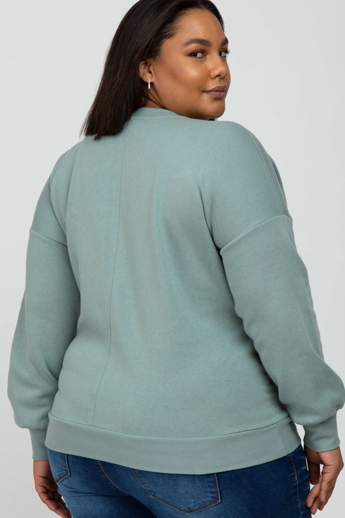 Mint Pocketed Plus Maternity Sweatshirt