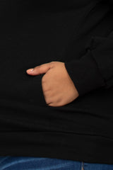 Black Pocketed Plus Maternity Sweatshirt