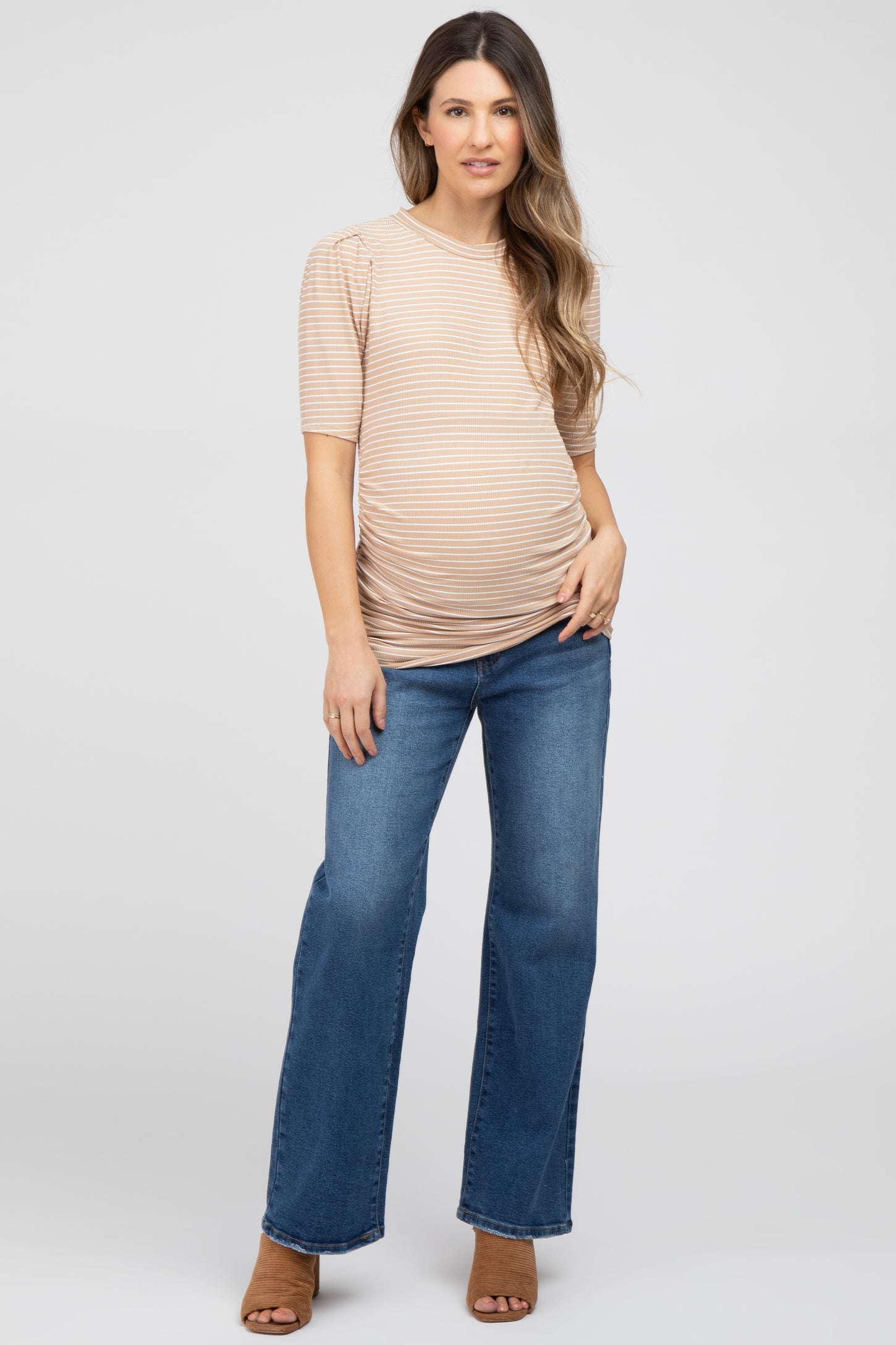 Blue Basic Wide Leg Maternity Jeans– PinkBlush