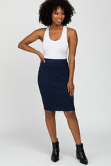 Navy Knit Fitted Maternity Skirt