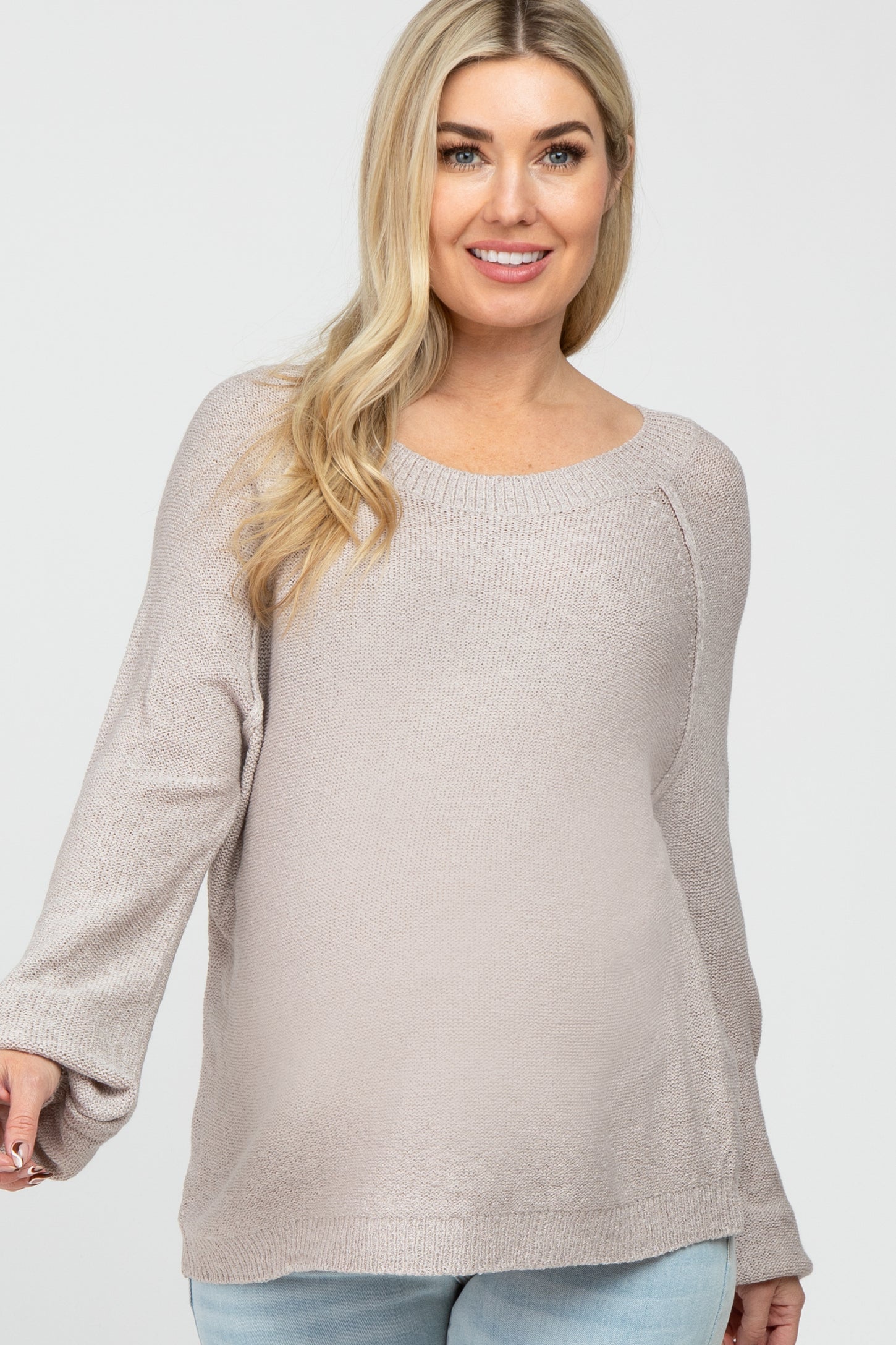 Taupe Knit Lightweight Maternity Sweater