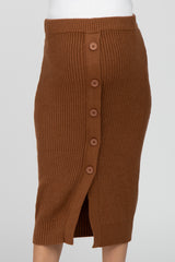Camel Sweater Knit Maternity Midi Skirt