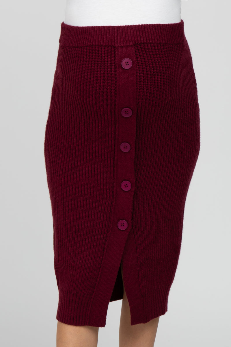 Burgundy Sweater Knit Maternity Midi Skirt– PinkBlush