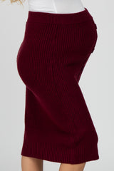 Burgundy Sweater Knit Maternity Midi Skirt