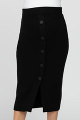 Black Sweater Knit Maternity Midi Skirt