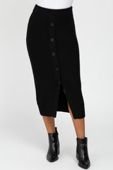 Black Sweater Knit Midi Skirt
