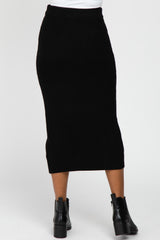 Black Sweater Knit Midi Skirt
