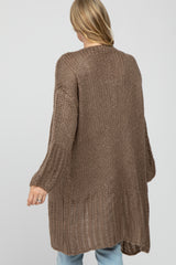 Taupe Open Knit Maternity Cardigan Sweater