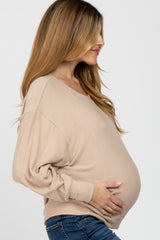 Beige Dolman Sleeve Brushed Knit Maternity Top
