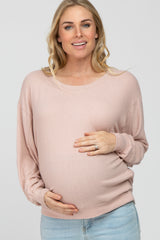 Light Pink Dolman Sleeve Brushed Knit Maternity Top