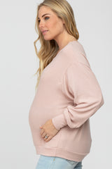 Light Pink Dolman Sleeve Brushed Knit Maternity Top