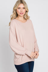 Light Pink Dolman Sleeve Brushed Knit Top