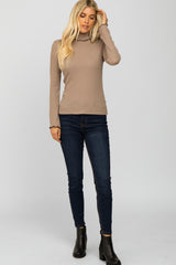 Mocha Thermal Knit Turtle Neck Top