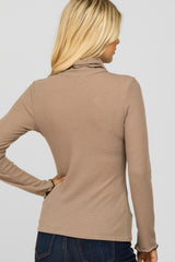 Mocha Thermal Knit Turtle Neck Top