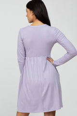 Lavender Ribbed Knit Long Sleeve Dress