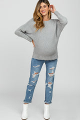 Light Olive Chenille Boatneck Maternity Sweater