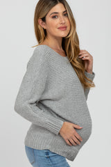 Light Olive Chenille Boatneck Maternity Sweater