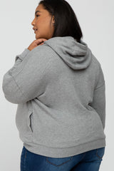 Heather Grey Side Pocket Hooded Maternity Plus Sweatshirt