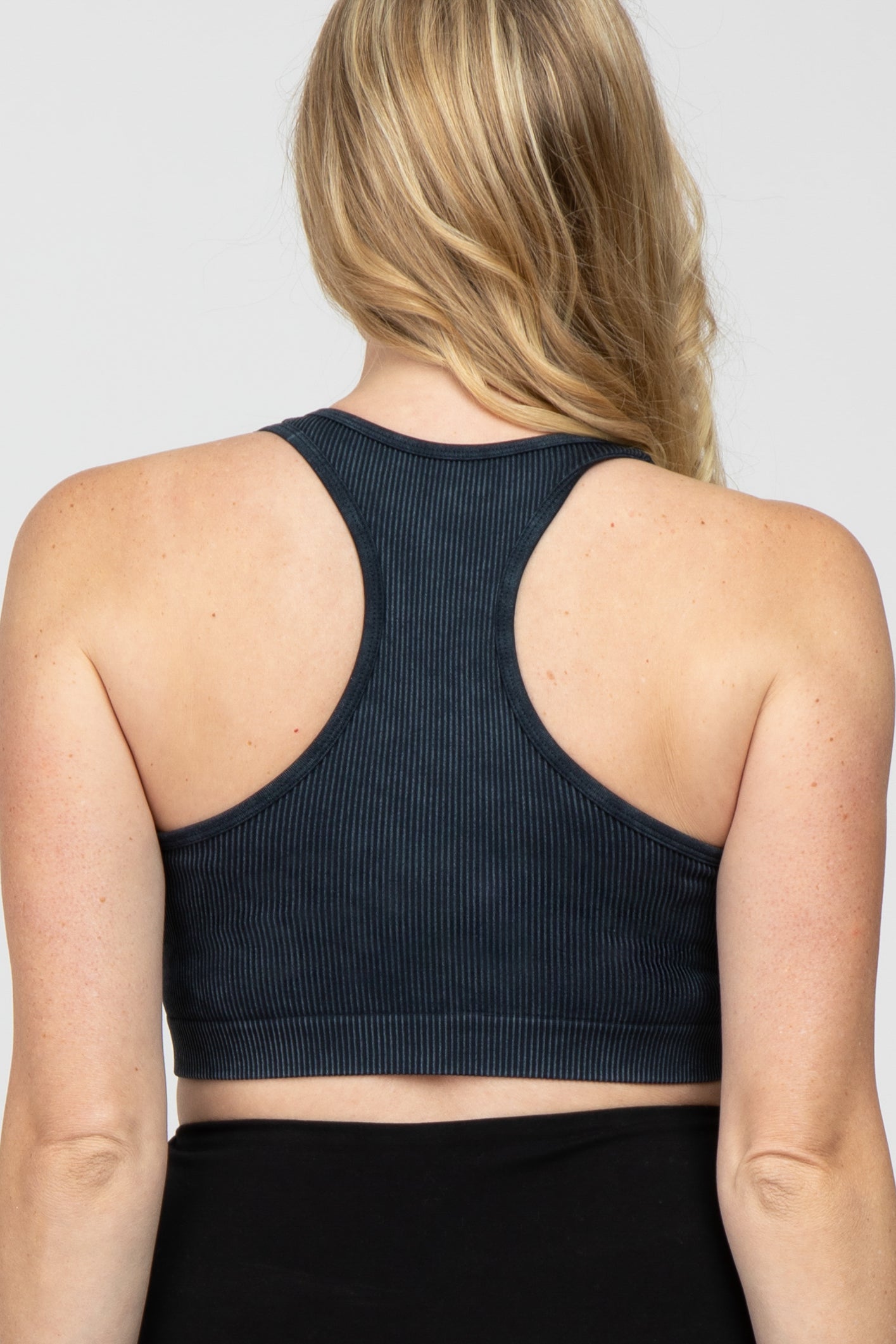 Black Ribbed Racerback Maternity Sports Bra