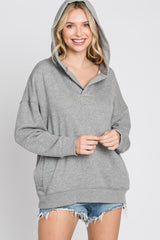Heather Grey Side Pocket Hooded Maternity Sweatshirt