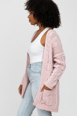 Light Pink Cable Knit Cardigan