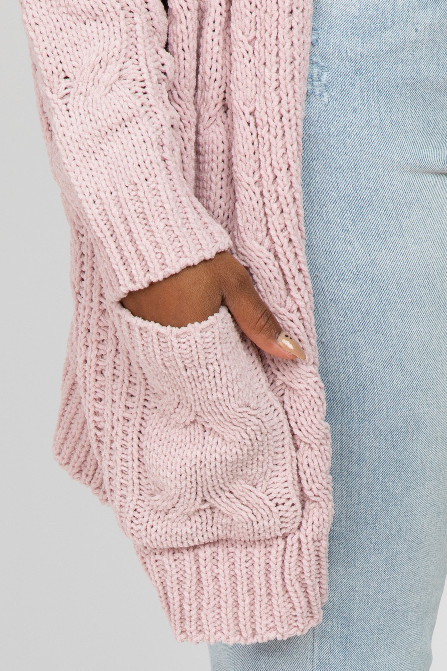Light Pink Cable Knit Cardigan