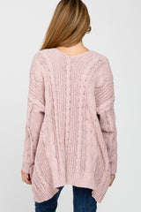 Light Pink Cable Knit Maternity Cardigan