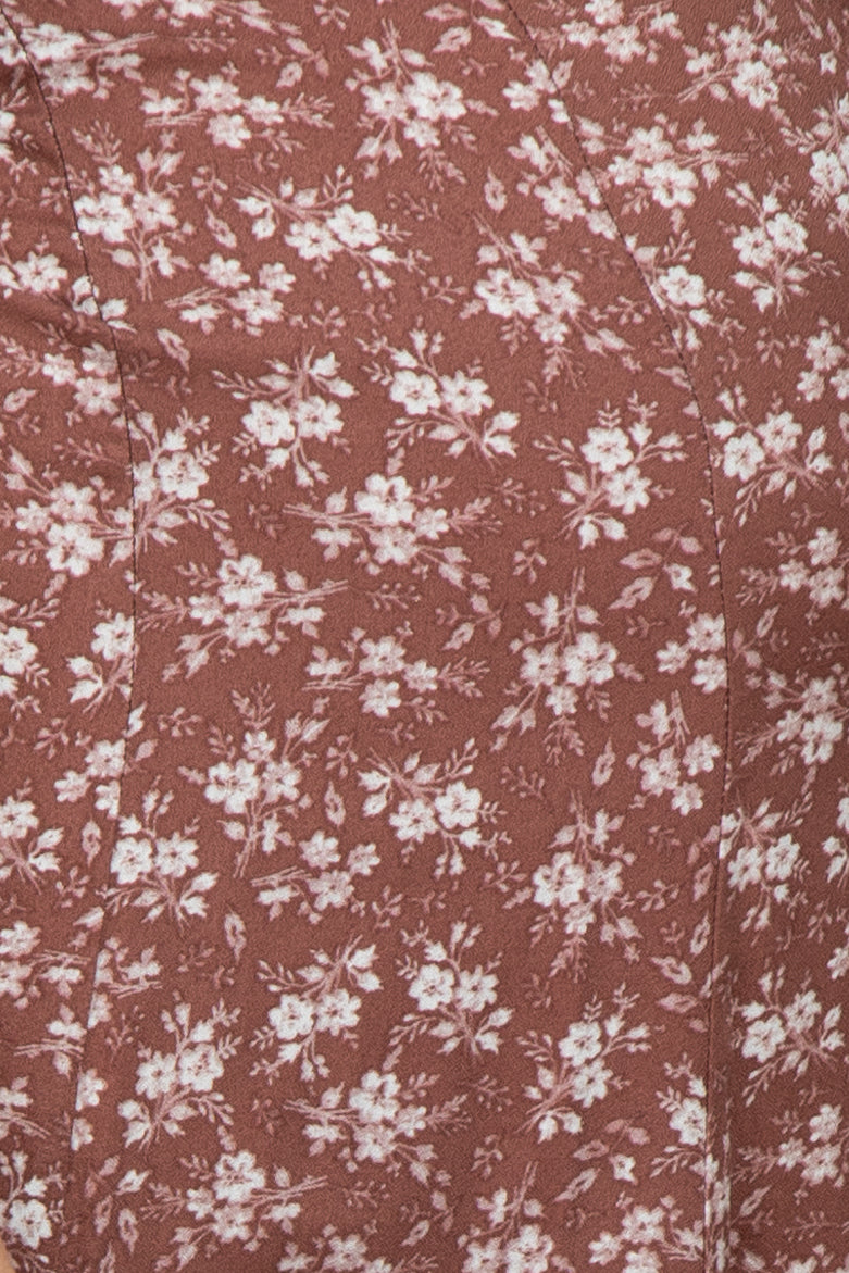 Mauve Floral Button Front Maternity Midi Dress
