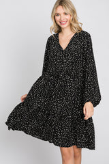 Black Spotted Tiered Dress