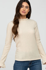 Cream Glitter Knit Mock Neck Maternity Sweater