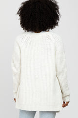White Ribbed Cable Knit Cardigan